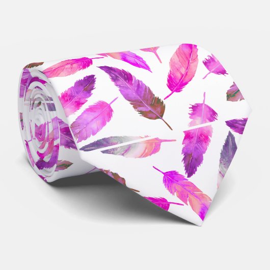 Pink Flamingo Feathers Neck Tie Stropdas (Opgerold)