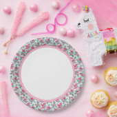 Pink Flamingo Flock Border Papieren Bordje (Feest)