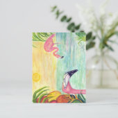 Pink Flamingo Florida Art Briefkaart (Staand voorkant)