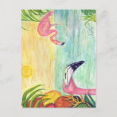 Pink Flamingo Florida Art Briefkaart (Voorkant)