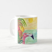 Pink Flamingo Florida Art Koffiemok (Voorkant links)
