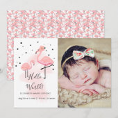 Pink Flamingo Geboorteaankondiging Aankondiging (Voorkant / Achterkant)