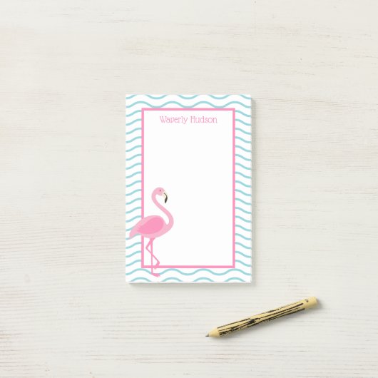 Pink Flamingo gepersonaliseerde Post-it Notitieblo Post-it® Notes (Op bureau)