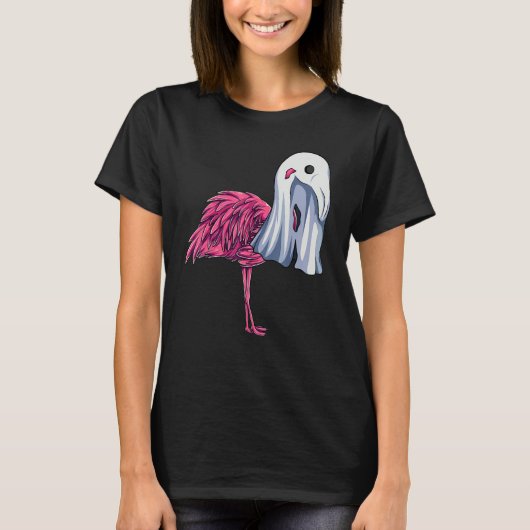 Pink Flamingo Ghost Cute Halloween Costume Women T-shirt (Voorkant)