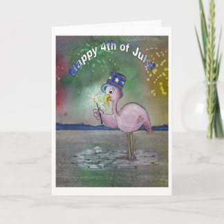 Pink Flamingo Happy 4 juli Wenskaart Kaart