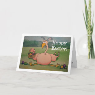 Pink Flamingo Happy Easter Funny Humor Kaart