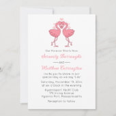 Pink Flamingo Hawaiian Tropical Beach Wedding Kaart (Voorkant)