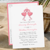 Pink Flamingo Hawaiian Tropical Beach Wedding Uitnodiging Briefkaart
