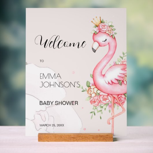 Pink Flamingo Het is een meisje Baby shower Acryl Bord (Neutraal)