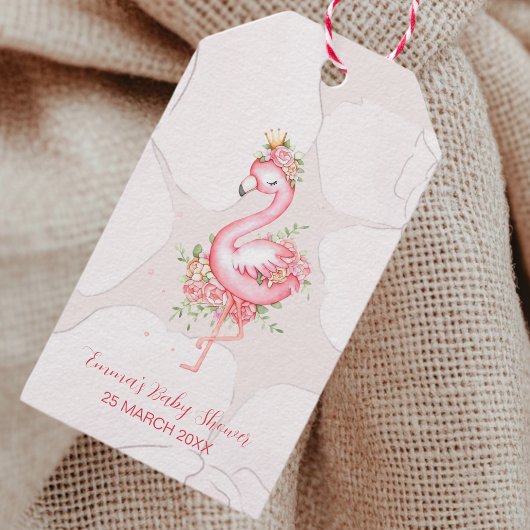 Pink Flamingo Het is een meisje Baby shower Cadeaulabel