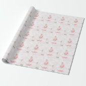 Pink Flamingo Het is een meisje Baby shower Cadeaupapier (Uitgerold)