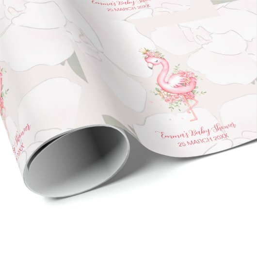 Pink Flamingo Het is een meisje Baby shower Cadeaupapier (Rol Hoek)