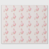 Pink Flamingo Het is een meisje Baby shower Cadeaupapier (Vlak)
