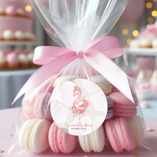 Pink Flamingo Het is een meisje Baby shower Ronde Sticker