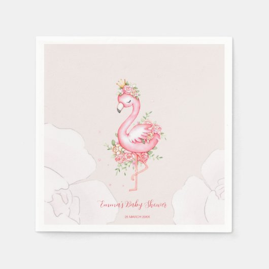 Pink Flamingo Het is een meisje Baby shower Servet (Voorkant)