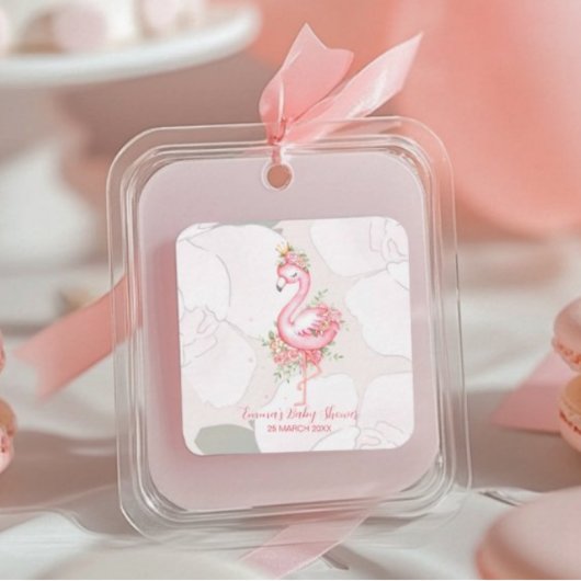 Pink Flamingo Het is een meisje Baby shower Vierkante Sticker