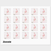 Pink Flamingo Het is een meisje Baby shower Vierkante Sticker (Vel)