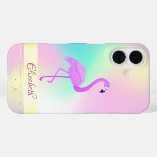Pink Flamingo Holographic Ombre Case-Mate iPhone Case (Achterkant (horizontaal))