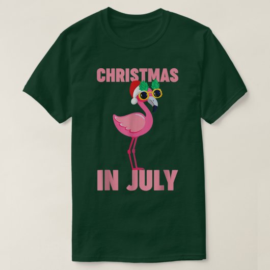 Pink Flamingo In Santa Hat Christmas In July 816  T-shirt (Design voorkant)