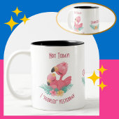 Pink Flamingo leugencitaat "gisteren vol" Tweekleurige Koffiemok