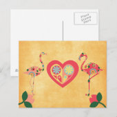 Pink Flamingo Love Briefkaart (Voorkant / Achterkant)