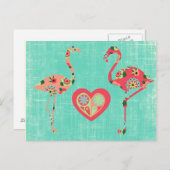 Pink Flamingo Love Briefkaart (Voorkant / Achterkant)