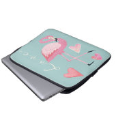 Pink Flamingo Love Electronics Bag Laptop Sleeve (Voorkant onderkant)