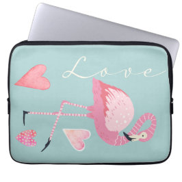 Pink Flamingo Love Electronics Bag Laptop Sleeve