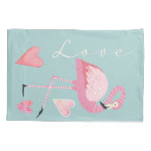 Pink Flamingo Love Pillowcase Kussensloop (Achterkant)