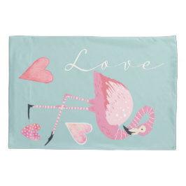Pink Flamingo Love Pillowcase Kussensloop