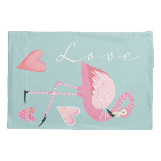 Pink Flamingo Love Pillowcase Kussensloop (Achterkant)