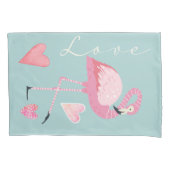 Pink Flamingo Love Pillowcase Kussensloop (Voorkant)