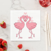 Pink Flamingo Love Tropical Beach Wedding Servet (Insitu)