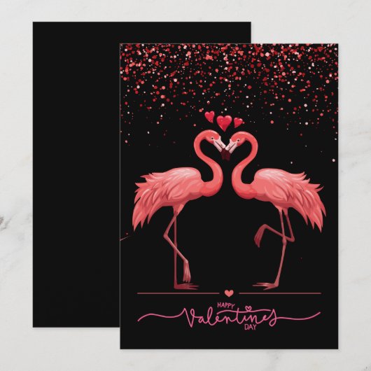 Pink Flamingo Love - Valentijn Be Feestdagenkaart (Voorkant / Achterkant)