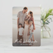 Pink Flamingo Mele Kalikimaka Fotokerstmis Feestdagenkaart (Staand voorkant)