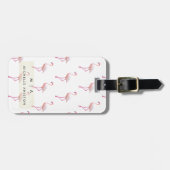 Pink Flamingo | Monogram Aangepast Bagagelabel (Voorkant horizontaal)