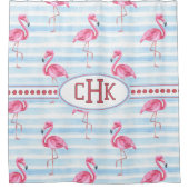 Pink Flamingo Monogram Douchegordijn (Voorkant)