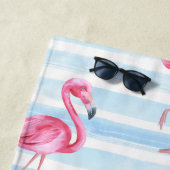 Pink Flamingo Monogram Strandlaken (In situ)