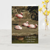 PINK FLAMINGO NOTE CARDS KAART (Gele Bloem)