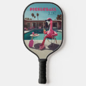 Pink Flamingo Palm Springs Pickleball Life Paddle (Achterkant)