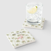 Pink Flamingo Palm Trees Stenen Onderzetter (Zijkant)