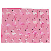 Pink Flamingo Paradise: Waterverf Patroon Groot Cadeauzakje (Achterkant)