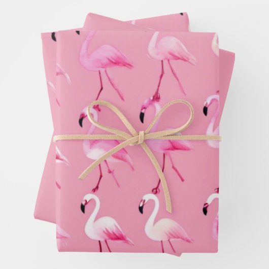 Pink Flamingo Paradise: Waterverf Patroon Inpakpapier Vel (In situ)