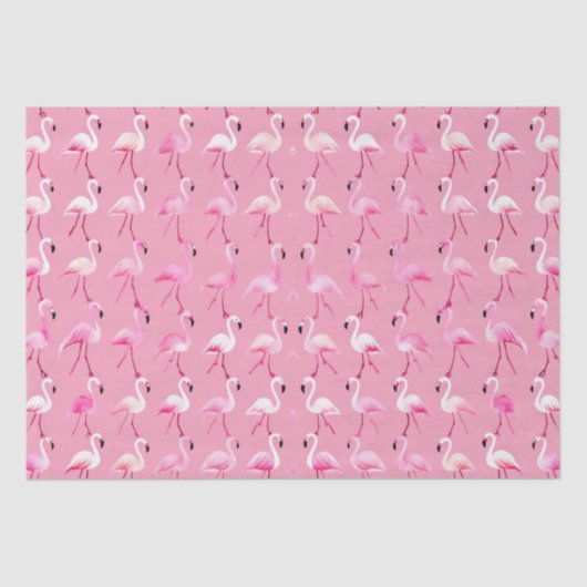 Pink Flamingo Paradise: Waterverf Patroon Tissuepapier (Voorkant)