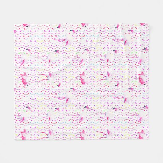 Pink Flamingo Pattern Blanket Fleece Deken (Voorkant (Horizontaal))