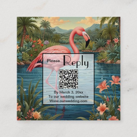 Pink Flamingo personaliseren QR-code Informatiekaartje (Voorkant)