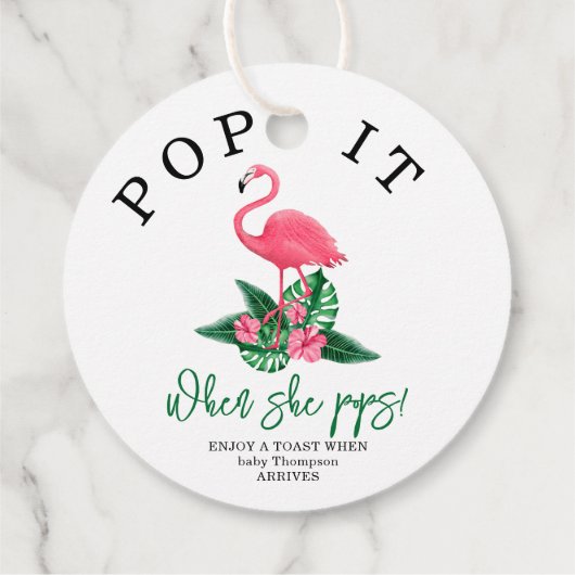 Pink Flamingo - Pop het! Als ze poppen! Bedankjes Labels (Achterkant)