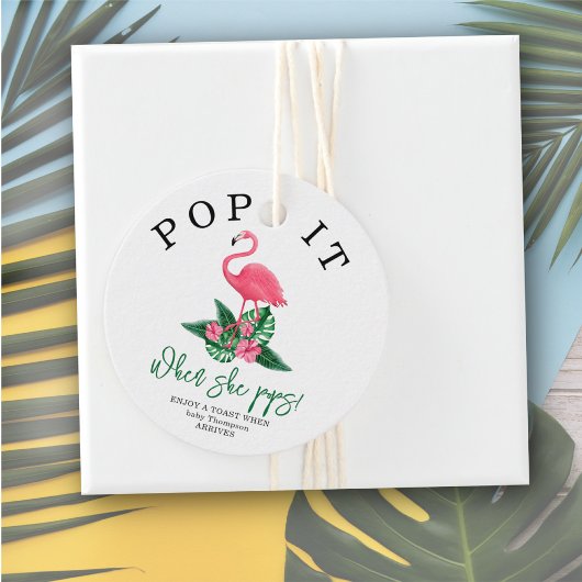 Pink Flamingo - Pop het! Als ze poppen! Bedankjes Labels