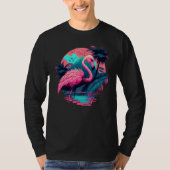 Pink Flamingo Retro Synthwave Pineapple Tropical S T-shirt (Voorkant)