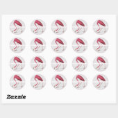 PINK FLAMINGO ROUND CUSTOM NAME STICKER (Vel)